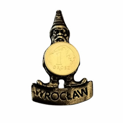 Magnes – Wrocławski Krasnal z monetą 1 grosz (odlewany ze znalu)