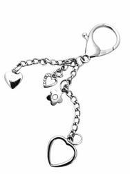 Przywieszka z serduszkami i kwiatkiem do torebki plecaka t1 srebrna