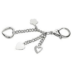 Przywieszka z serduszkami i kwiatkiem do torebki plecaka srebrna