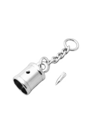 Końcówka do rzemienia z łańcuszkiem przedłużającym – 10,5 mm, srebrna