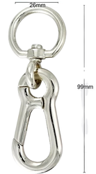 Karabińczyk metalowy obrotowy do smyczy – 99 mm, wzmocniony